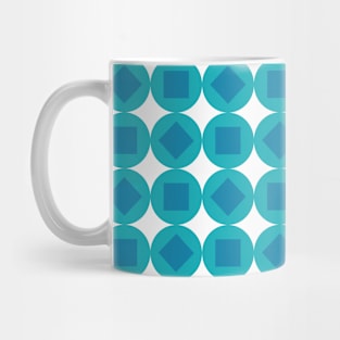 Blue Squares and Circles Seamless Pattern 018#001 Mug